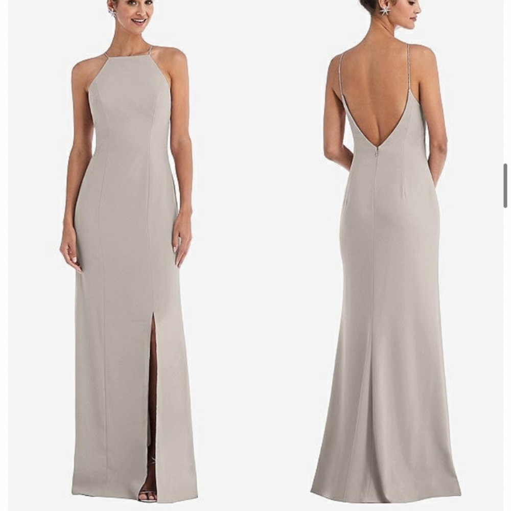 Bella Bridesmaids (Thread) - High neck taupe maxi dress
